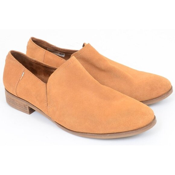 TOMS Carmel Camel Brown Suede Leather Shaye Short Ankle Booties 11 - Picture 1 of 7